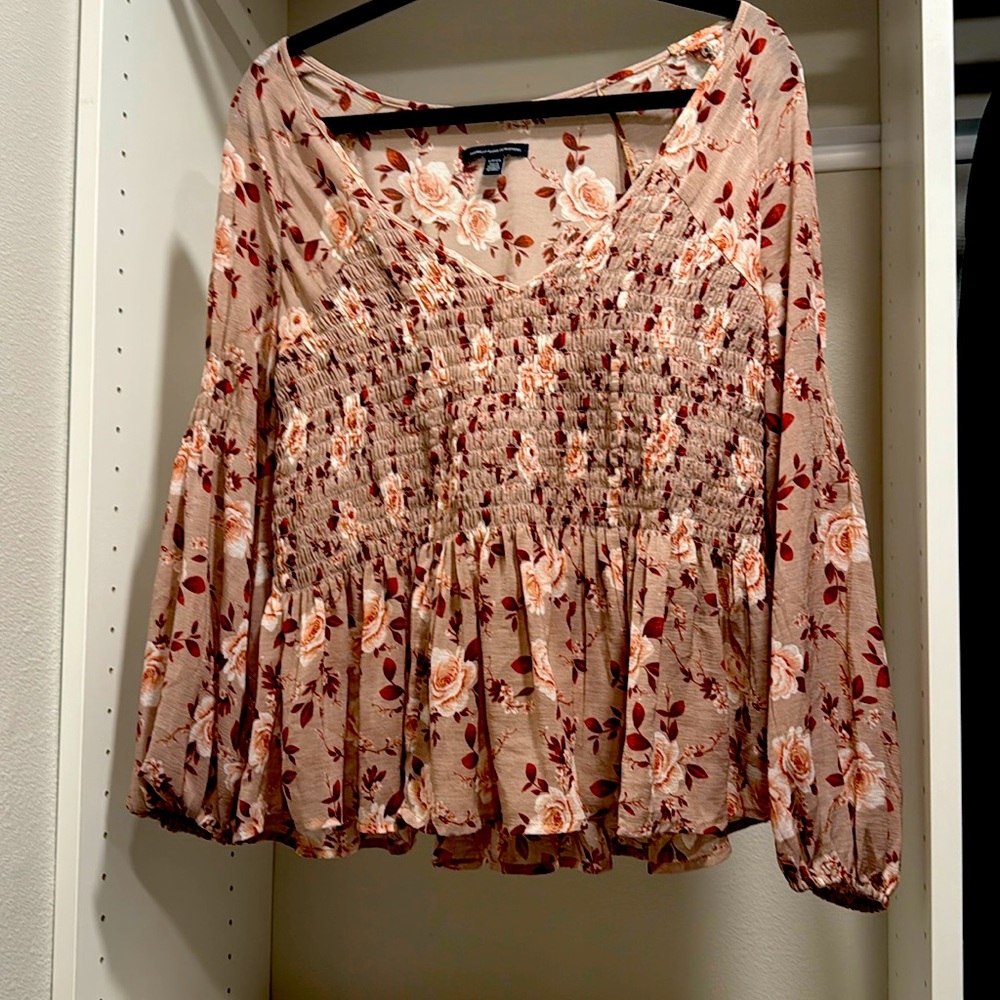 Pink floral blouse